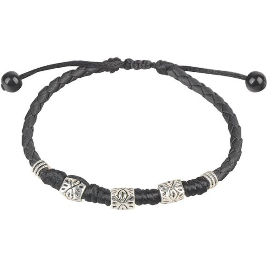 Ancient Tribe Handmade Adjustable Black Leather Anklet